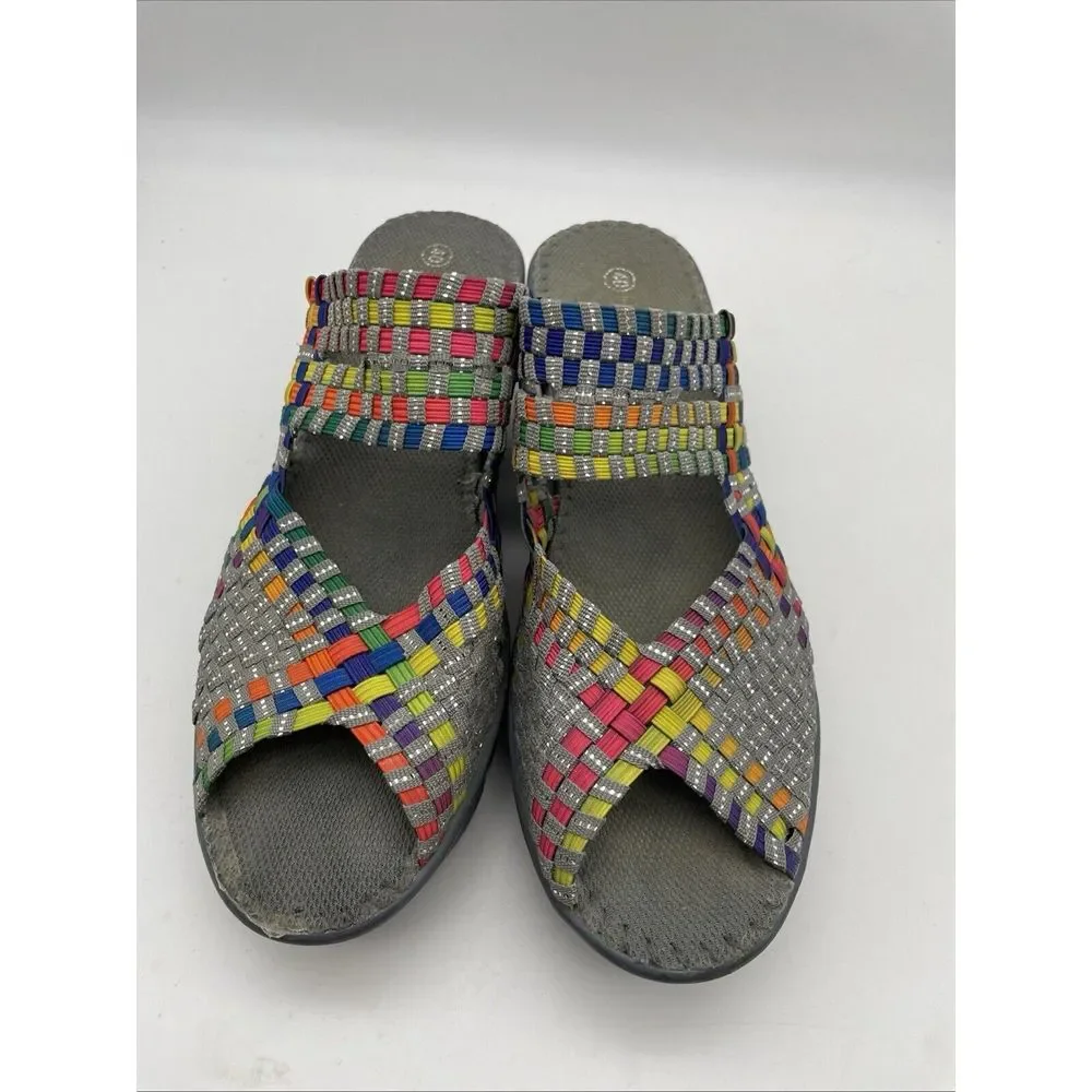 Bernie Mev Sandals Size 9 US 40 EU Wedge Rainbow Woven Womens Colorful Shoes‎